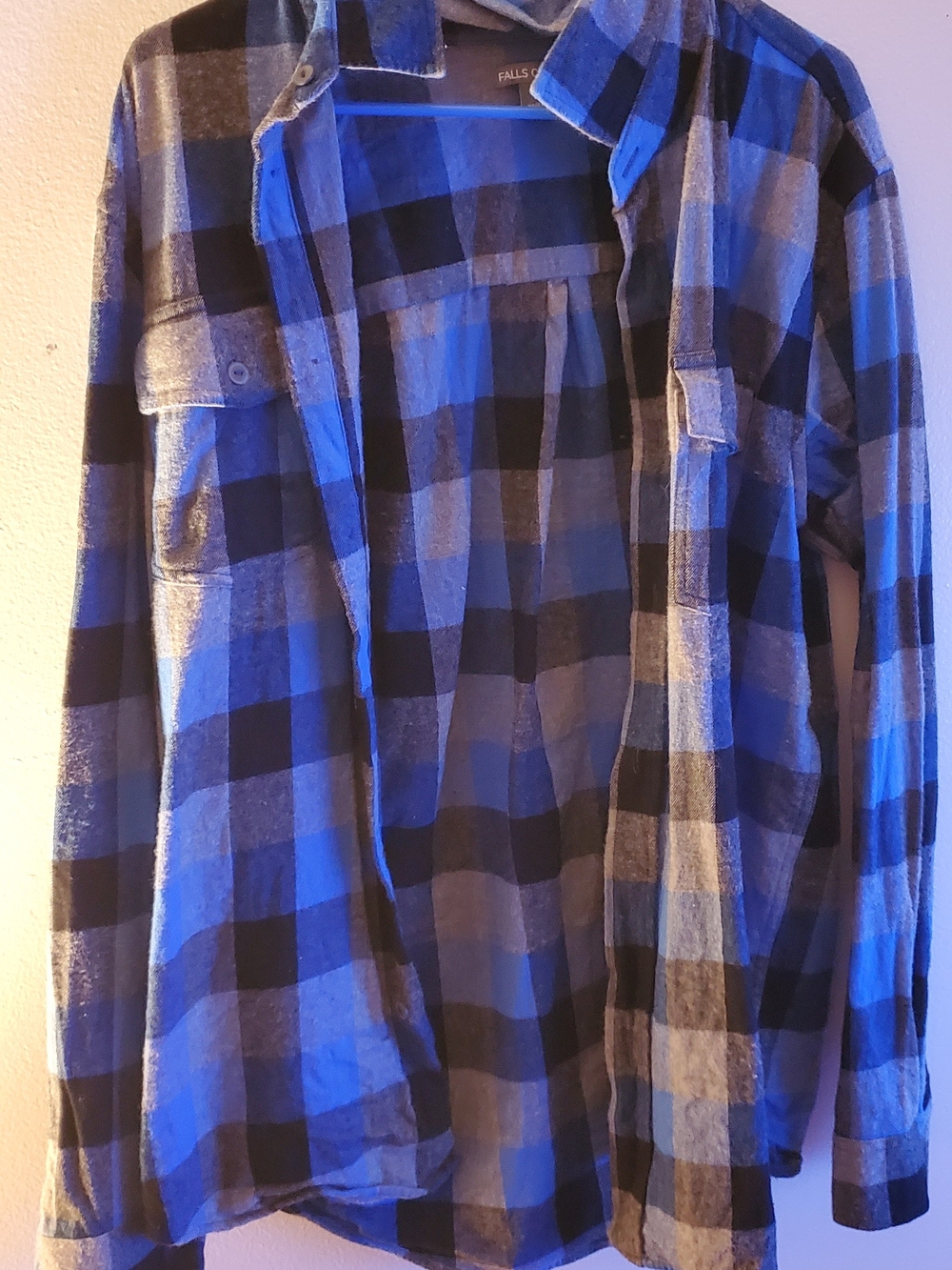 Falls Creek Blue & Black Check Button-Up Flannel Shirt